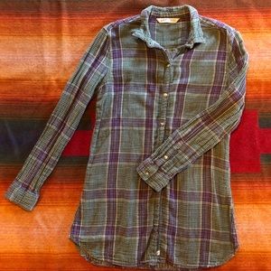 Spring Season Lightweight Plaid Woolrich Cotton Popover Top